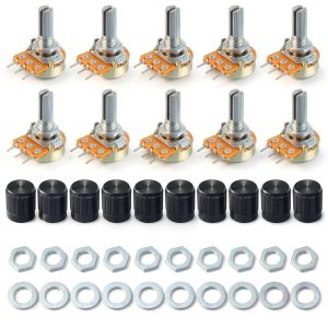 Rotary Potentiometer 10K Set lkelyonewy Zinc Body Aluminium Knob-0