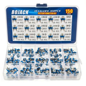 BOJACK Variable Resistor 15-Value 150pcs 6mm Potentiometer Kit-0