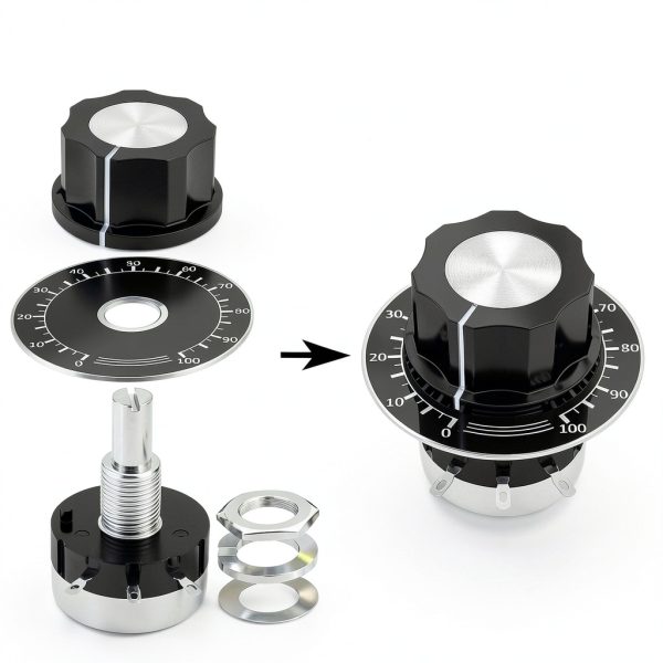 Joinfworld 10K Potentiometer Single Turn Rotary with A03 Knob-2