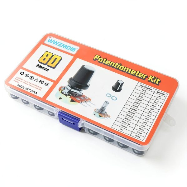 Potentiometer Kit 80pcs B-Type Rotary Assortment with Knobs by WWZMDiB-4